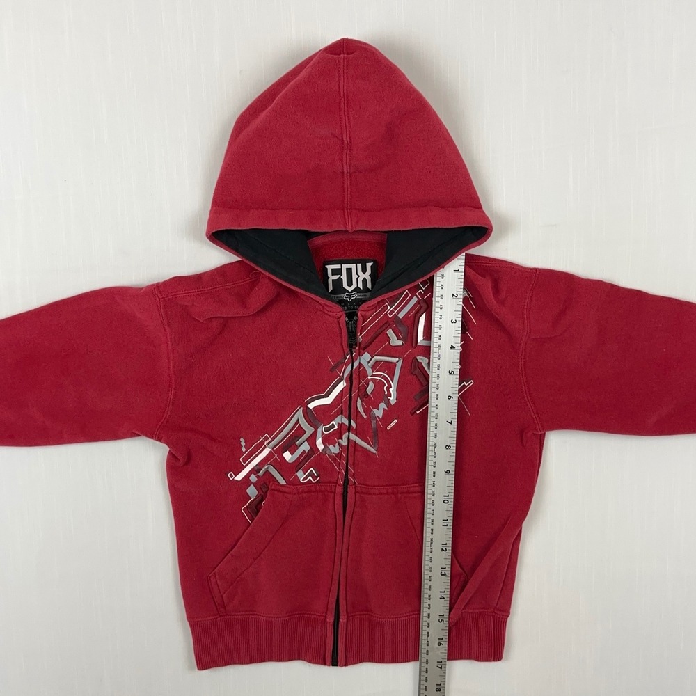 Fox Racing Kids Red Full Zip Hoodie Graphic Logo Sweatshirt S - Picture 7 of 7